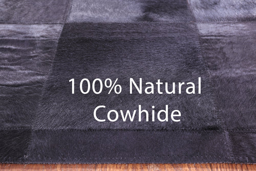 Black Patchwork Natural Cowhide Rug - 2' 6