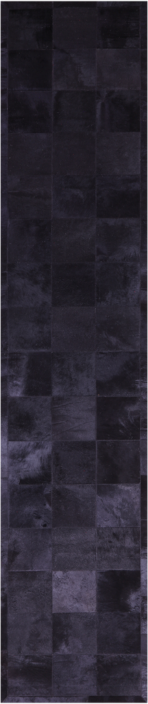 Black Patchwork Natural Cowhide Rug - 2' 6" x 12' 0"