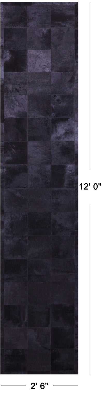 Black Patchwork Natural Cowhide Rug - 2' 6