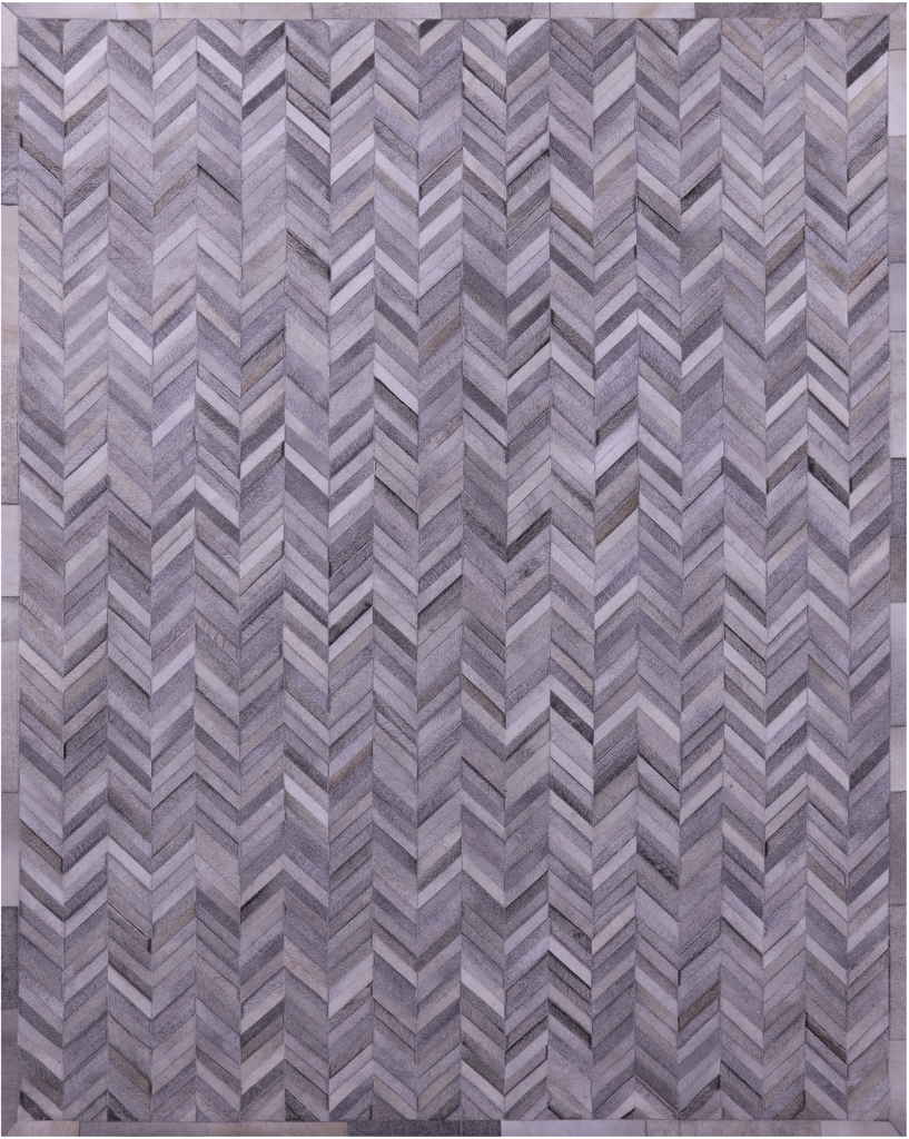 Grey Chevron Patchwork Natural Cowhide Rug - 8' 0" x 10' 0"