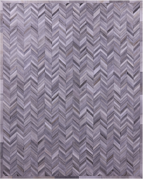 Grey Chevron Patchwork Natural Cowhide Rug - 8' 0