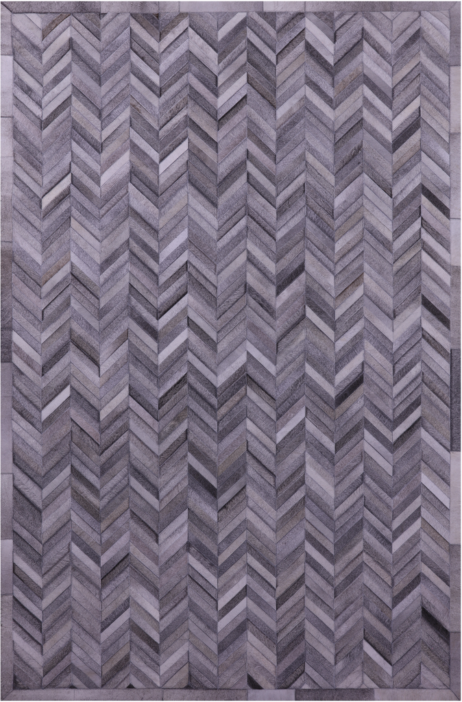 Grey Chevron Patchwork Natural Cowhide Rug - 6' 0" x 9' 0"