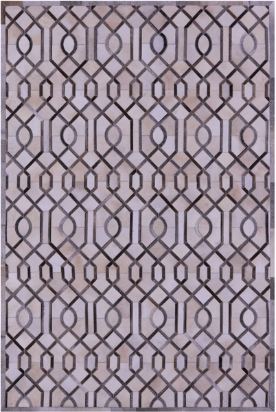 Grey & White Patchwork Natural Cowhide Rug - 6' 0" x 9' 0"