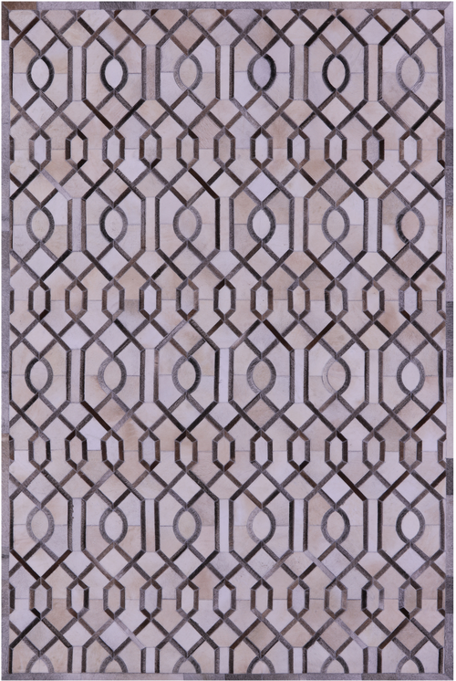 Grey & White Patchwork Natural Cowhide Rug - 6' 0