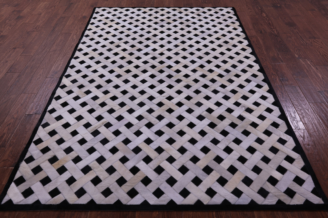 Black & White Patchwork Natural Cowhide Rug - 6' 0" x 9' 0"