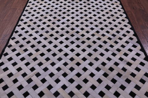 Black & White Patchwork Natural Cowhide Rug - 6' 0