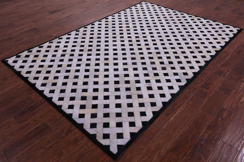 Black & White Patchwork Natural Cowhide Rug - 6' 0