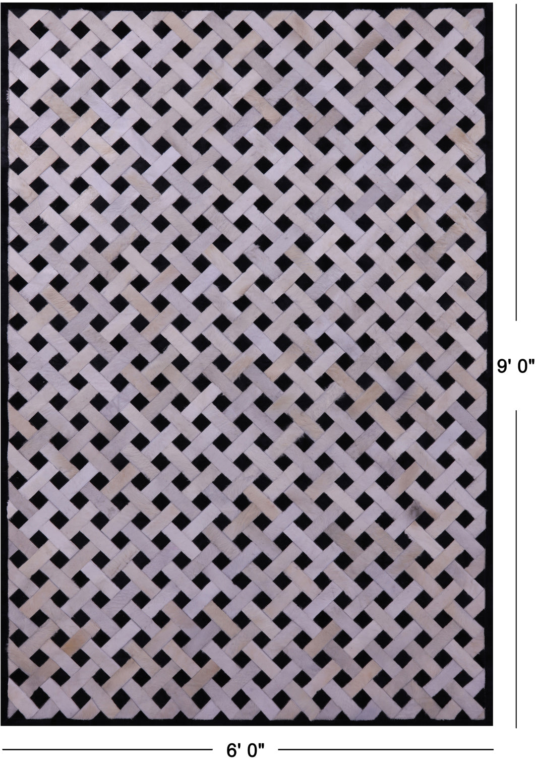 Black & White Patchwork Natural Cowhide Rug - 6' 0" x 9' 0"