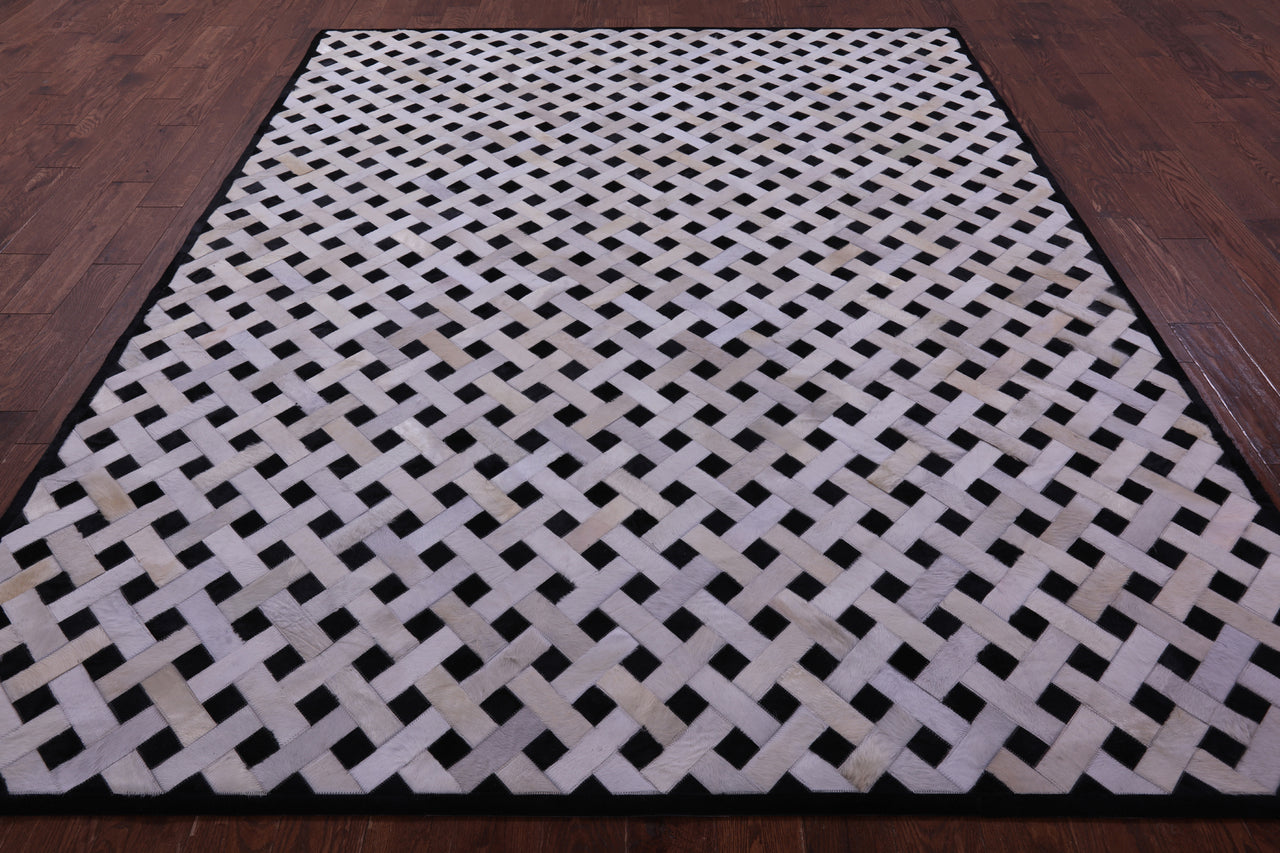 Black & White Patchwork Natural Cowhide Rug - 8' 0" x 10' 0"