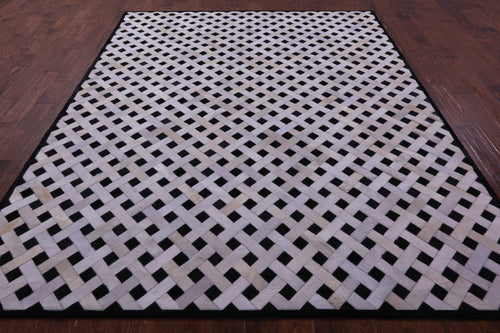 Black & White Patchwork Natural Cowhide Rug - 8' 0