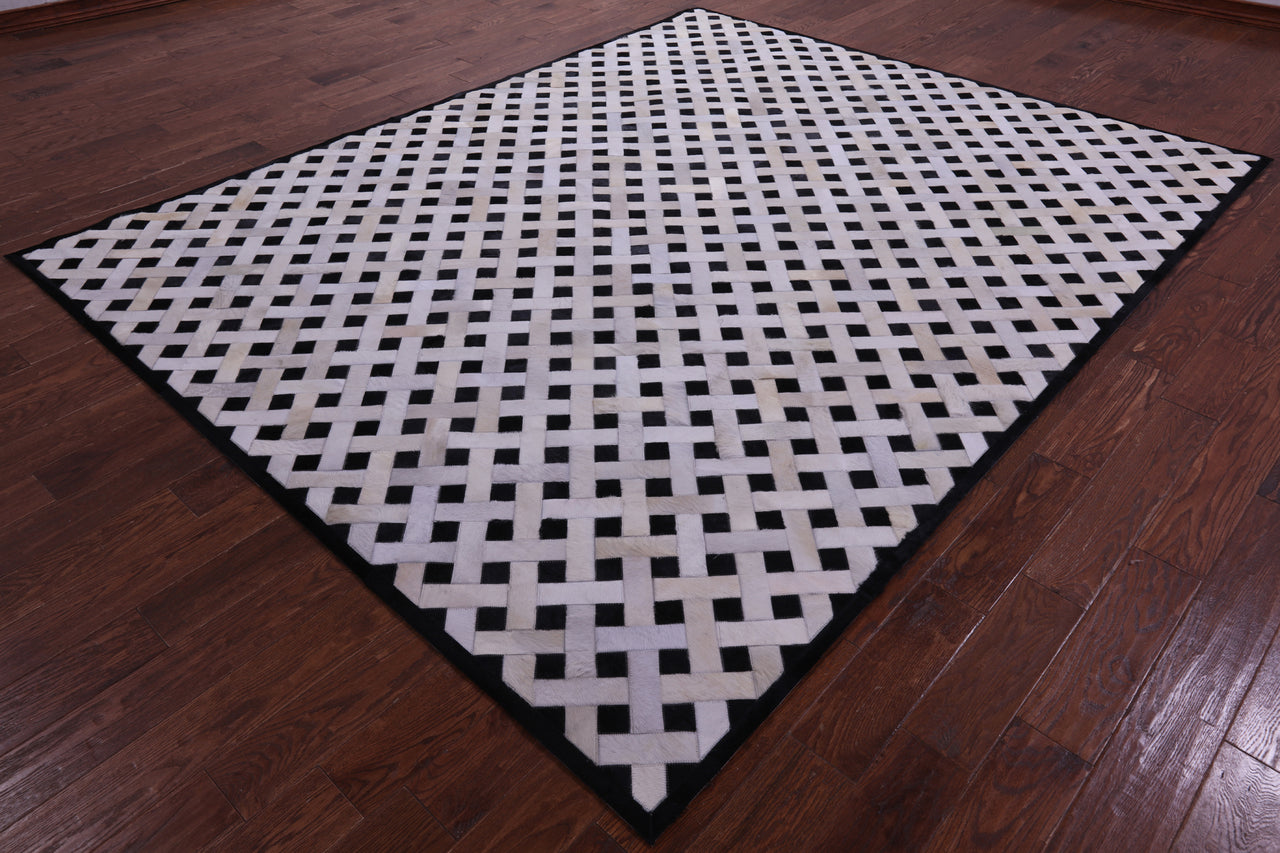 Black & White Patchwork Natural Cowhide Rug - 8' 0" x 10' 0"