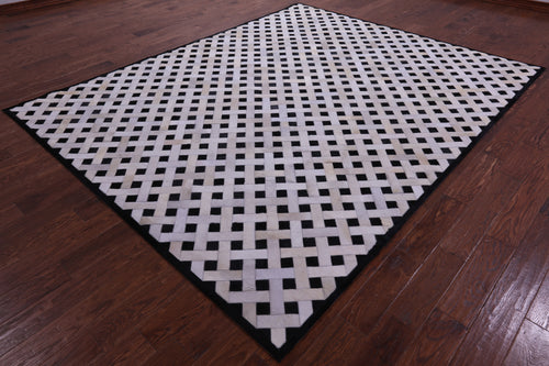 Black & White Patchwork Natural Cowhide Rug - 8' 0