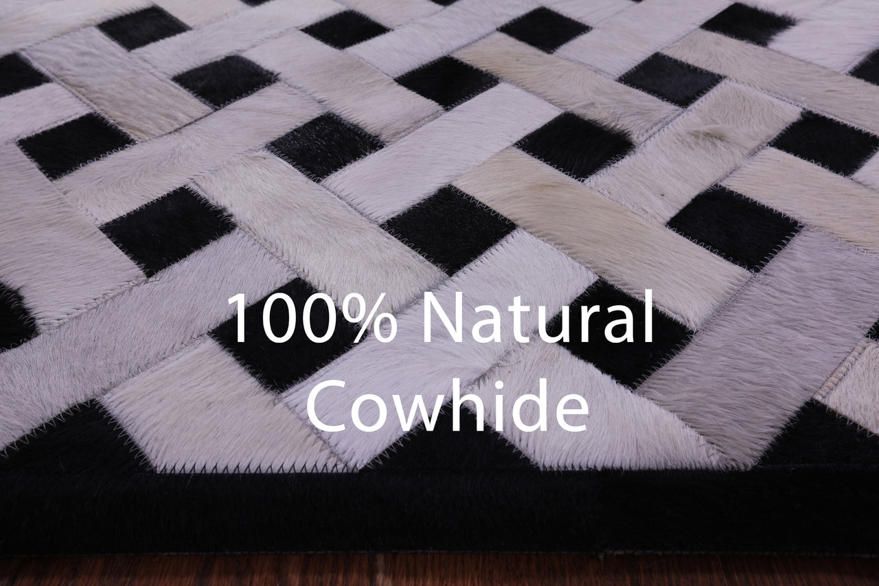 Black & White Patchwork Natural Cowhide Rug - 8' 0" x 10' 0"