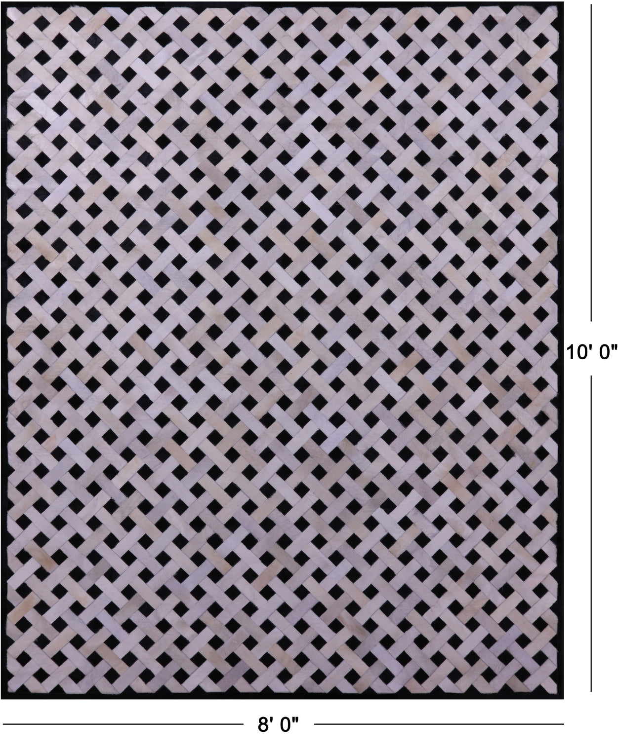 Black & White Patchwork Natural Cowhide Rug - 8' 0" x 10' 0"