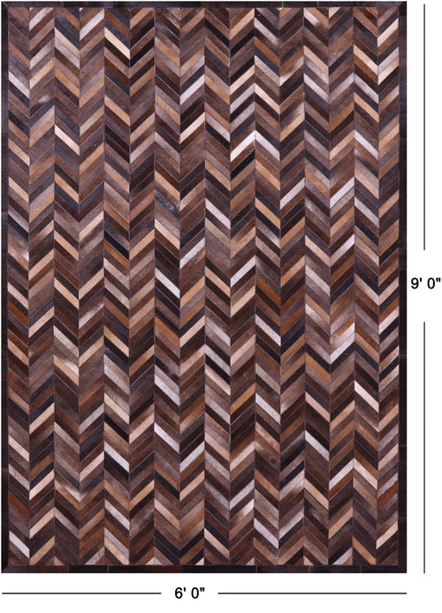Brown Chevron Patchwork Natural Cowhide Rug - 6' 0