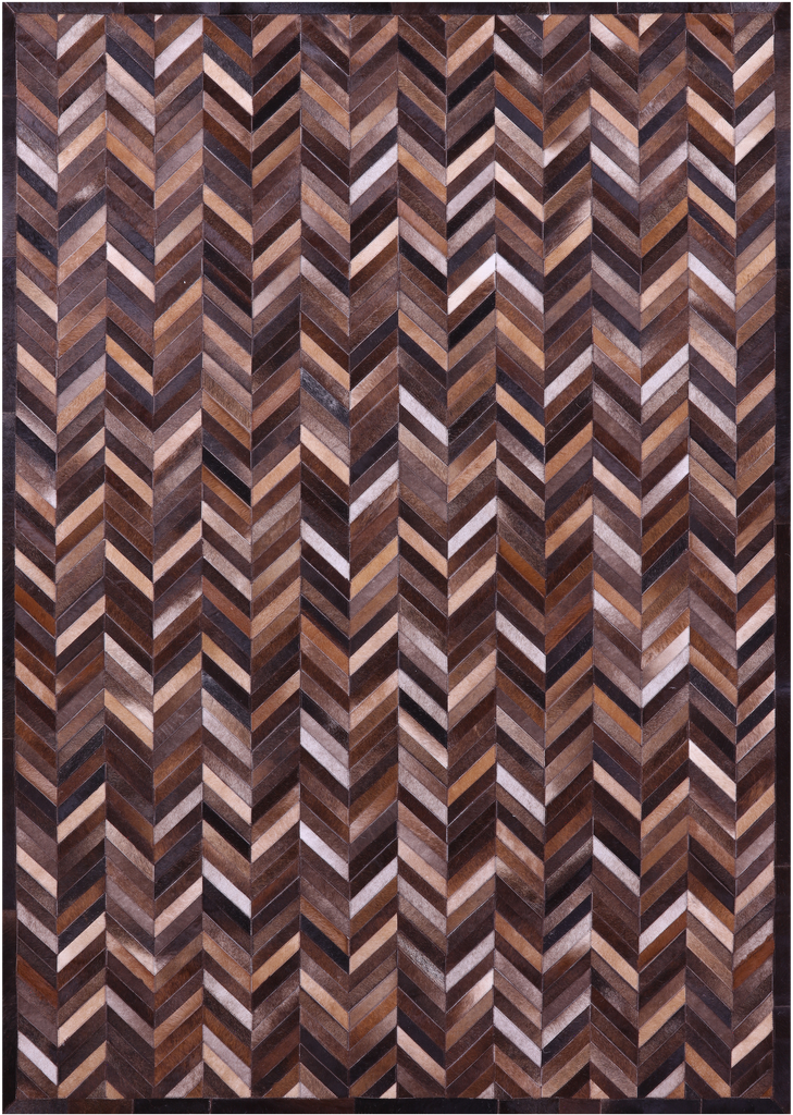 Brown Chevron Patchwork Natural Cowhide Rug - 6' 0" x 9' 0"