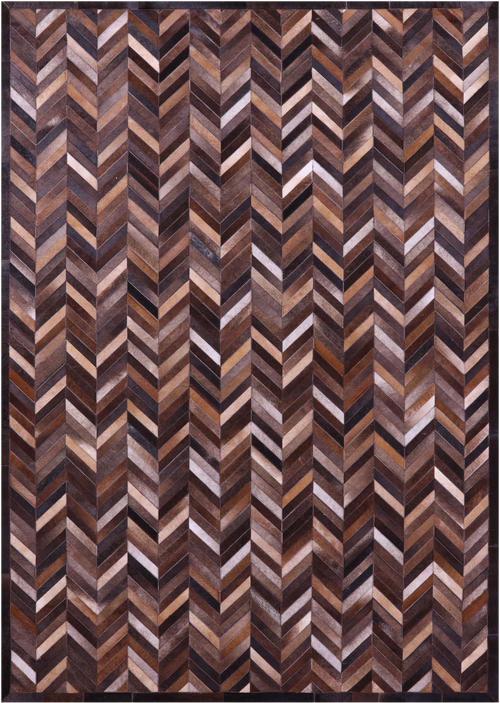 Brown Chevron Patchwork Natural Cowhide Rug - 6' 0