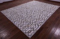 Thumbnail for Grey & White Patchwork Natural Cowhide Rug - 9' 0