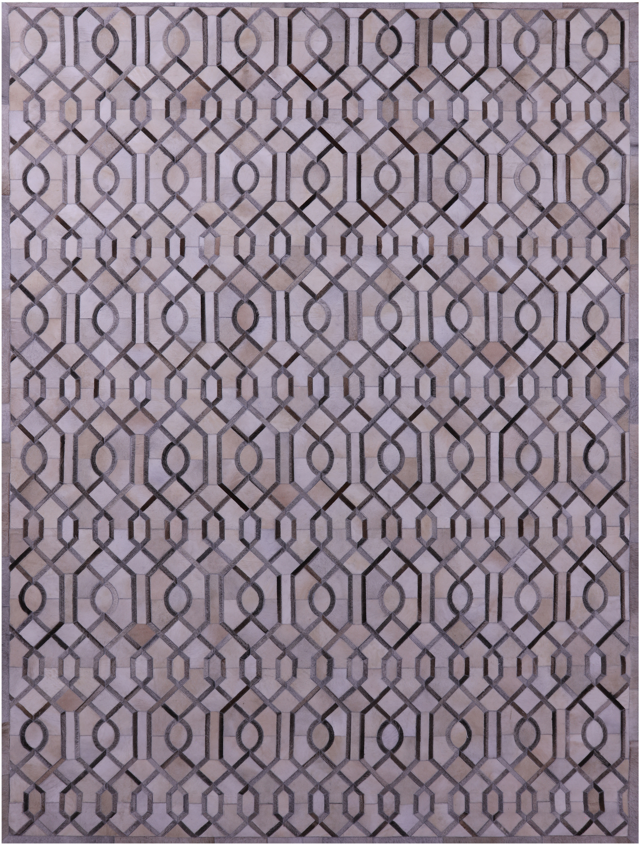 Grey & White Patchwork Natural Cowhide Rug - 9' 0" x 12' 0"