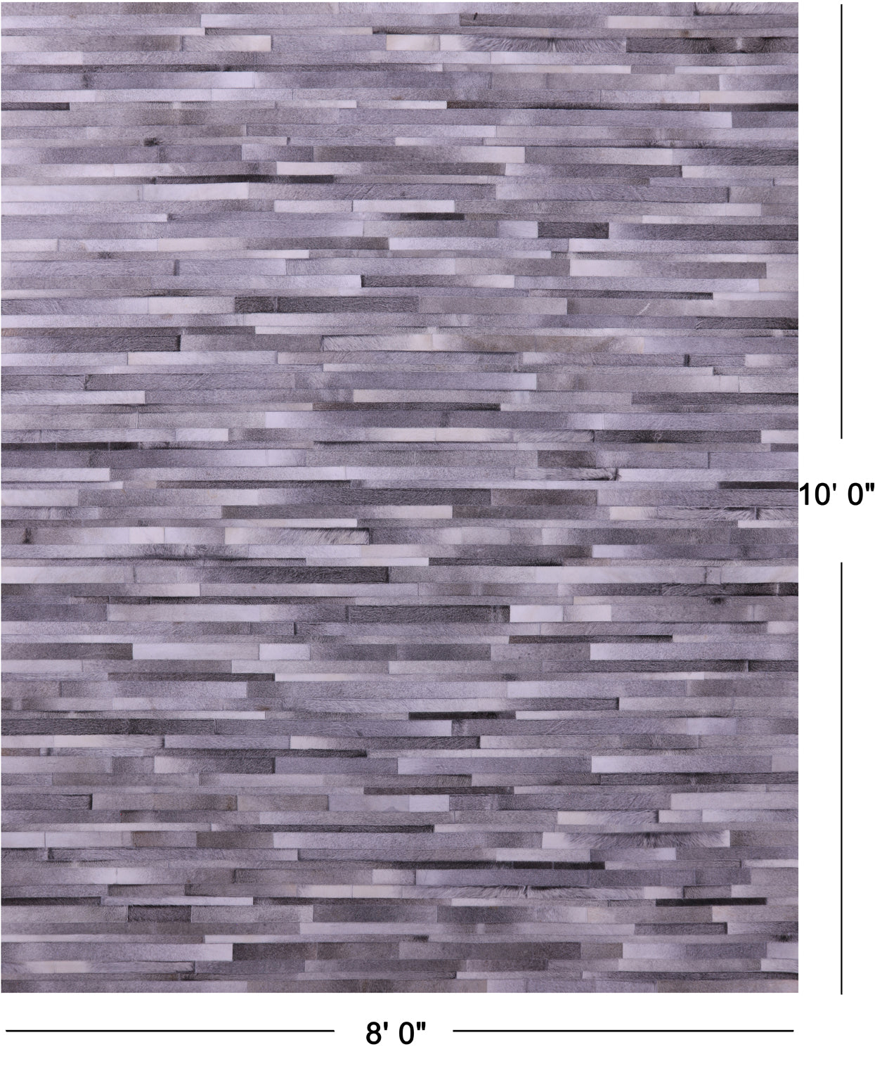 Grey Brickwork Patchwork Natural Cowhide Rug - 8' 0" x 10' 0"