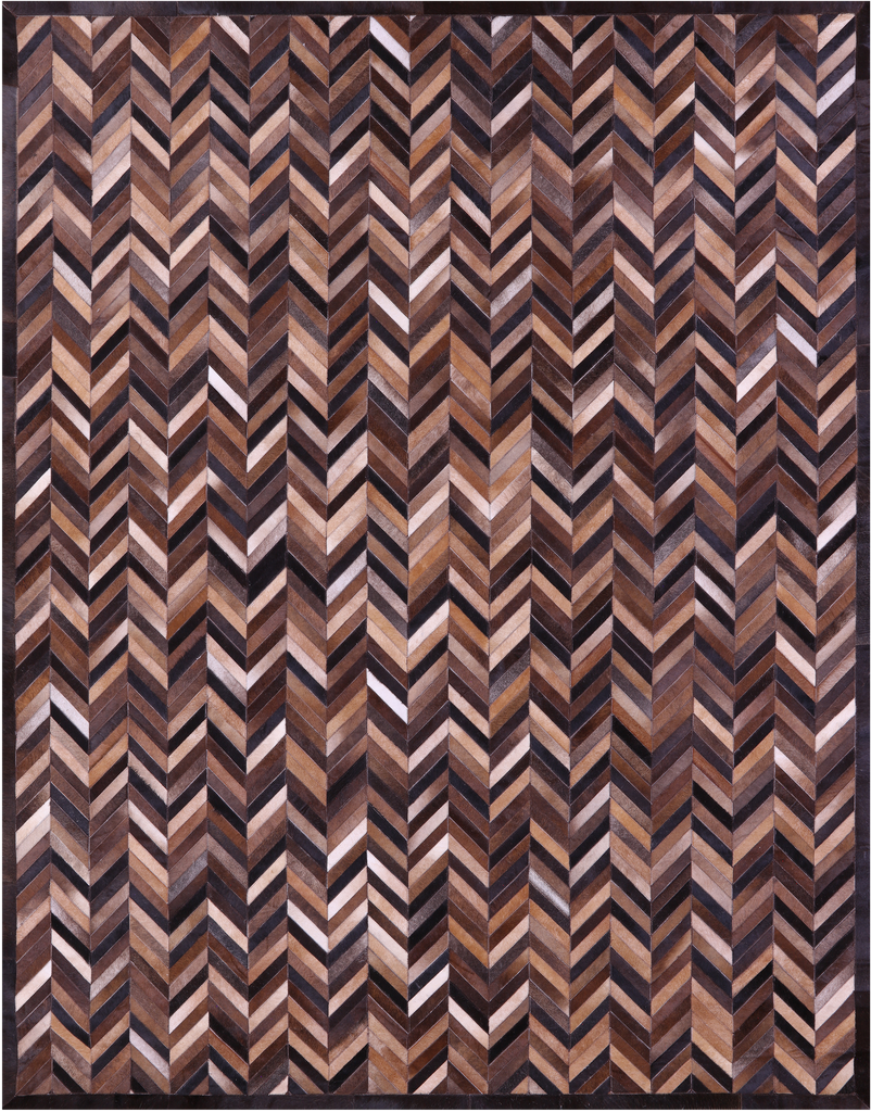Brown Chevron Patchwork Natural Cowhide Rug - 8' 0" x 10' 0"
