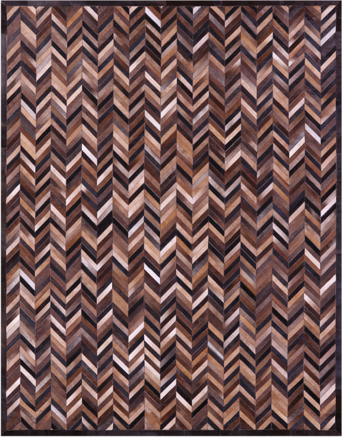 Brown Chevron Patchwork Natural Cowhide Rug - 8' 0