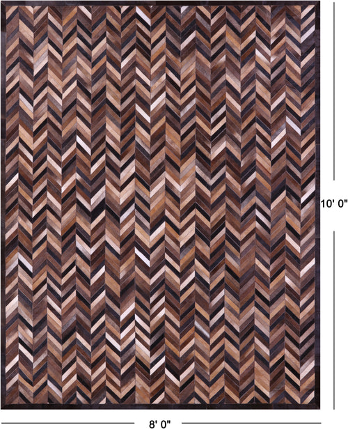 Brown Chevron Patchwork Natural Cowhide Rug - 8' 0
