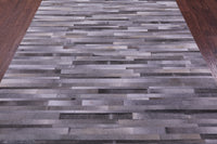 Thumbnail for Grey Brickwork Patchwork Natural Cowhide Rug - 6' 0
