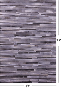 Thumbnail for Grey Brickwork Patchwork Natural Cowhide Rug - 6' 0
