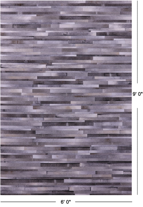 Grey Brickwork Patchwork Natural Cowhide Rug - 6' 0