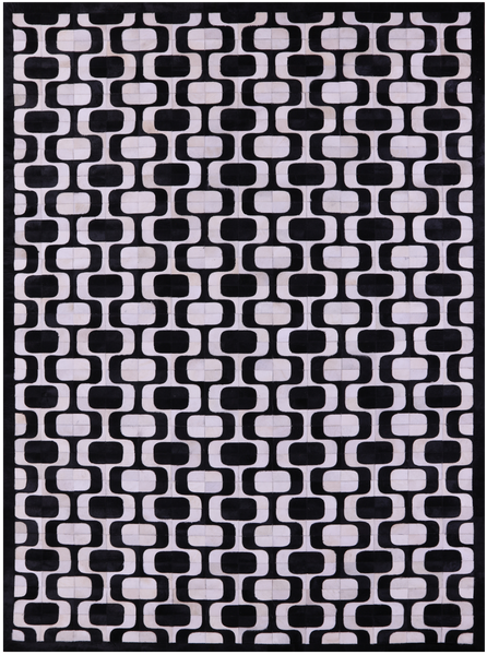 Black & White Patchwork Natural Cowhide Rug - 9' 0" x 12' 0"