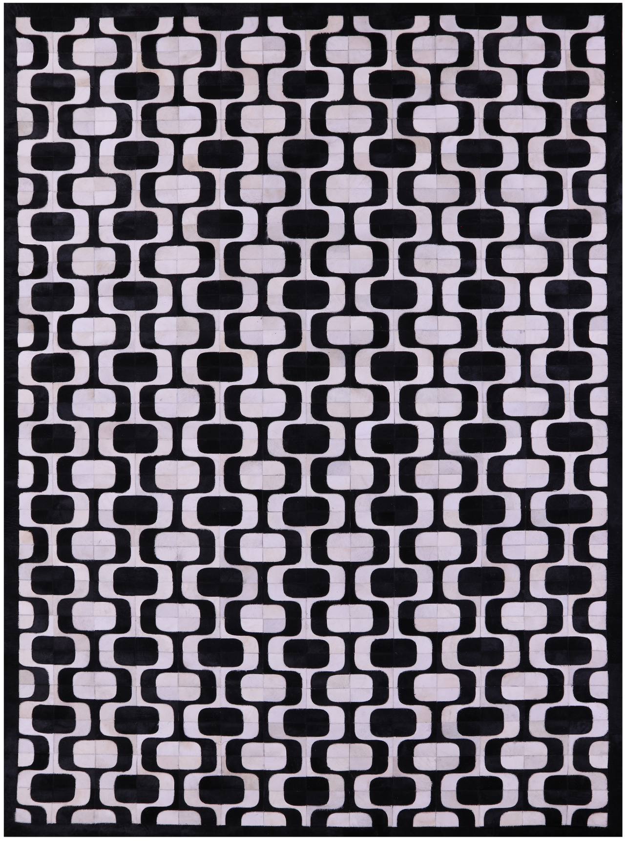 Black & White Patchwork Natural Cowhide Rug - 9' 0" x 12' 0"