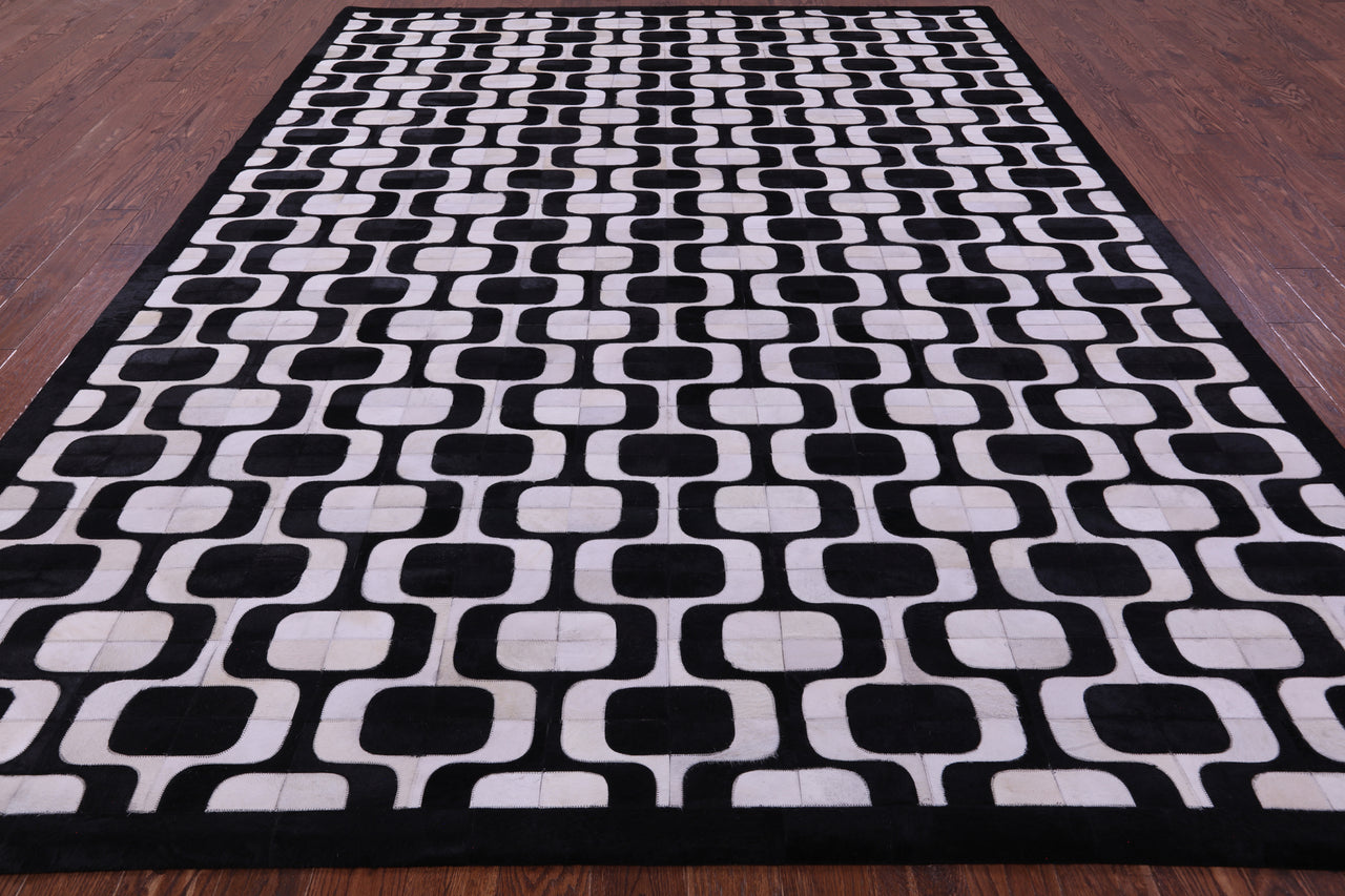Black & White Patchwork Natural Cowhide Rug - 9' 0" x 12' 0"
