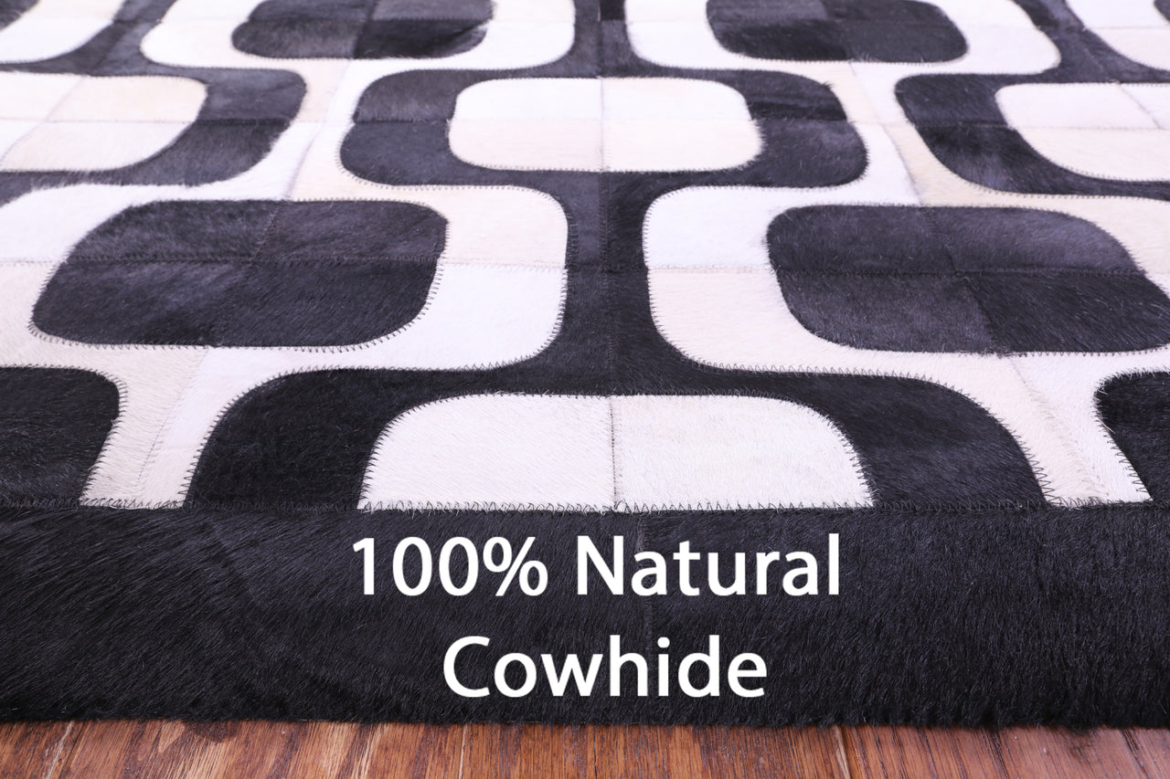 Black & White Patchwork Natural Cowhide Rug - 9' 0" x 12' 0"