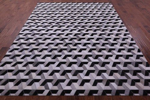 Black & White Patchwork Natural Cowhide Rug - 8' 0