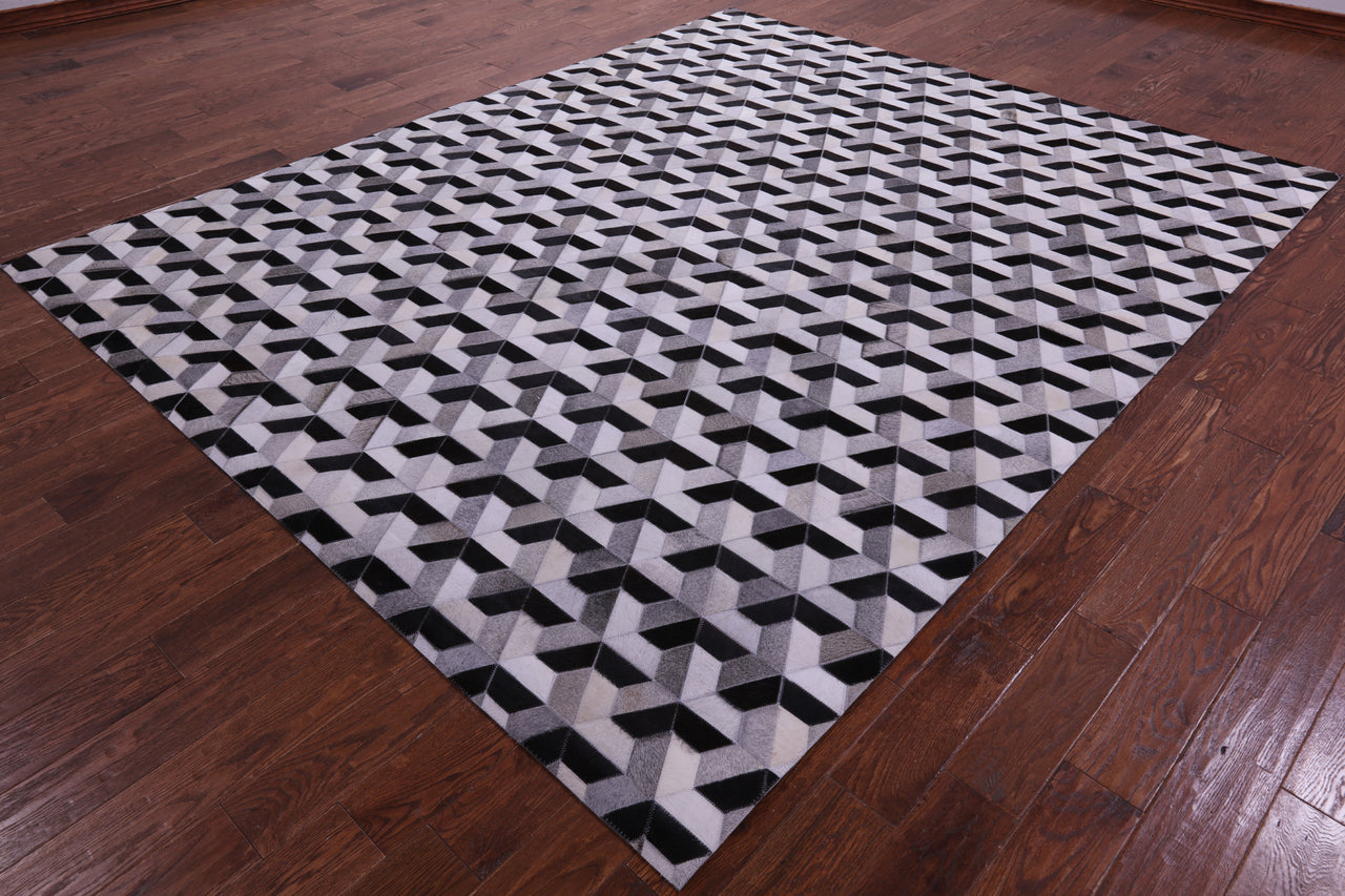 Black & White Patchwork Natural Cowhide Rug - 8' 0" x 10' 0"