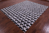 Thumbnail for Black & White Patchwork Natural Cowhide Rug - 8' 0