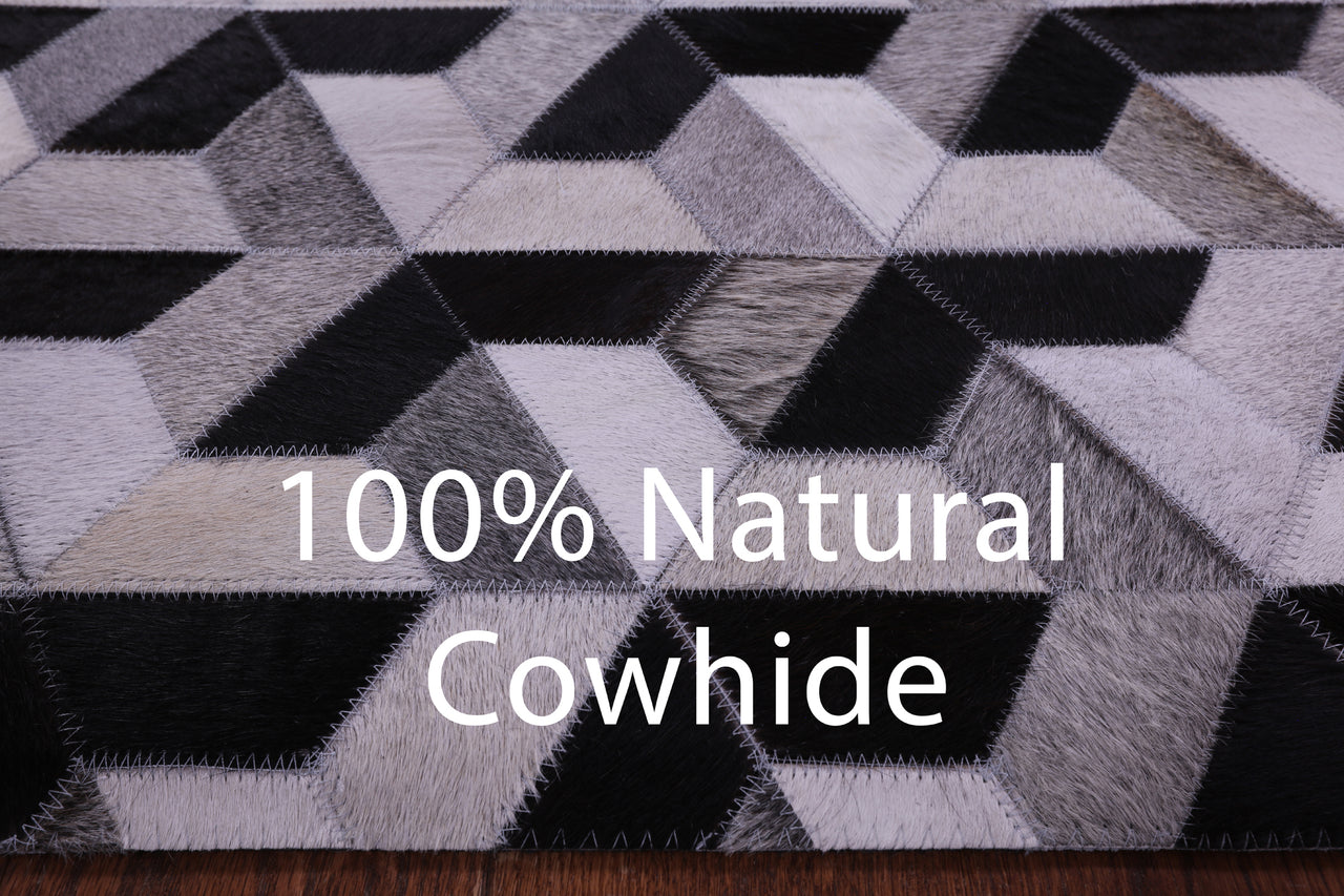 Black & White Patchwork Natural Cowhide Rug - 8' 0" x 10' 0"