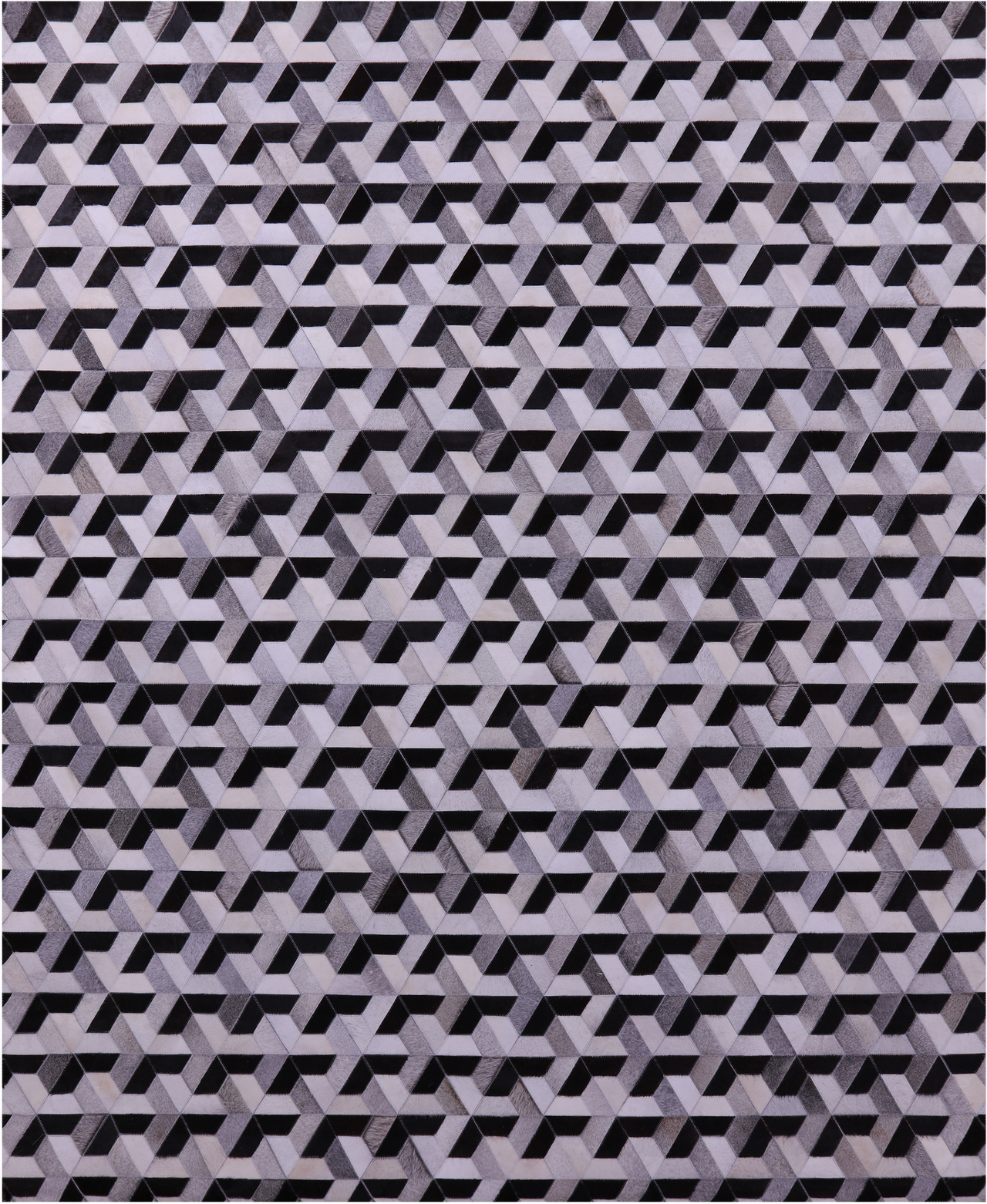 Black & White Patchwork Natural Cowhide Rug - 8' 0" x 10' 0"