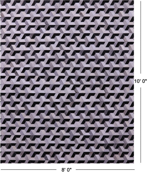 Black & White Patchwork Natural Cowhide Rug - 8' 0
