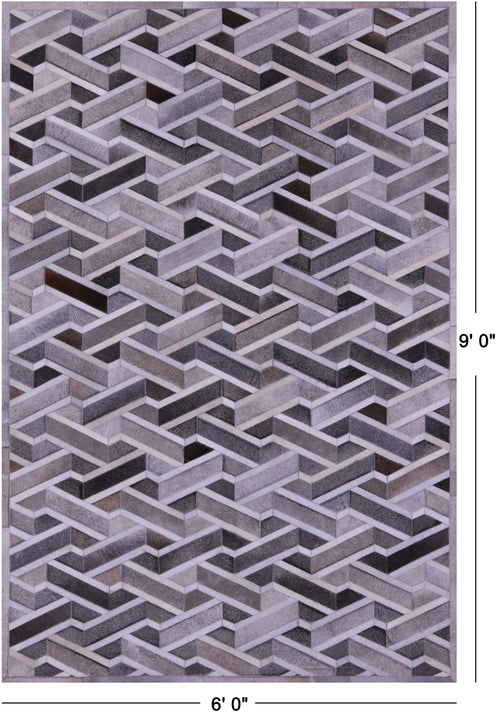 Grey Patchwork Natural Cowhide Rug - 6' 0