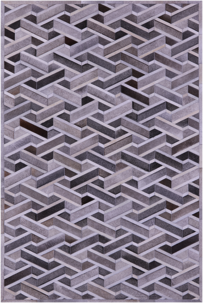 Grey Patchwork Natural Cowhide Rug - 6' 0" x 9' 0"