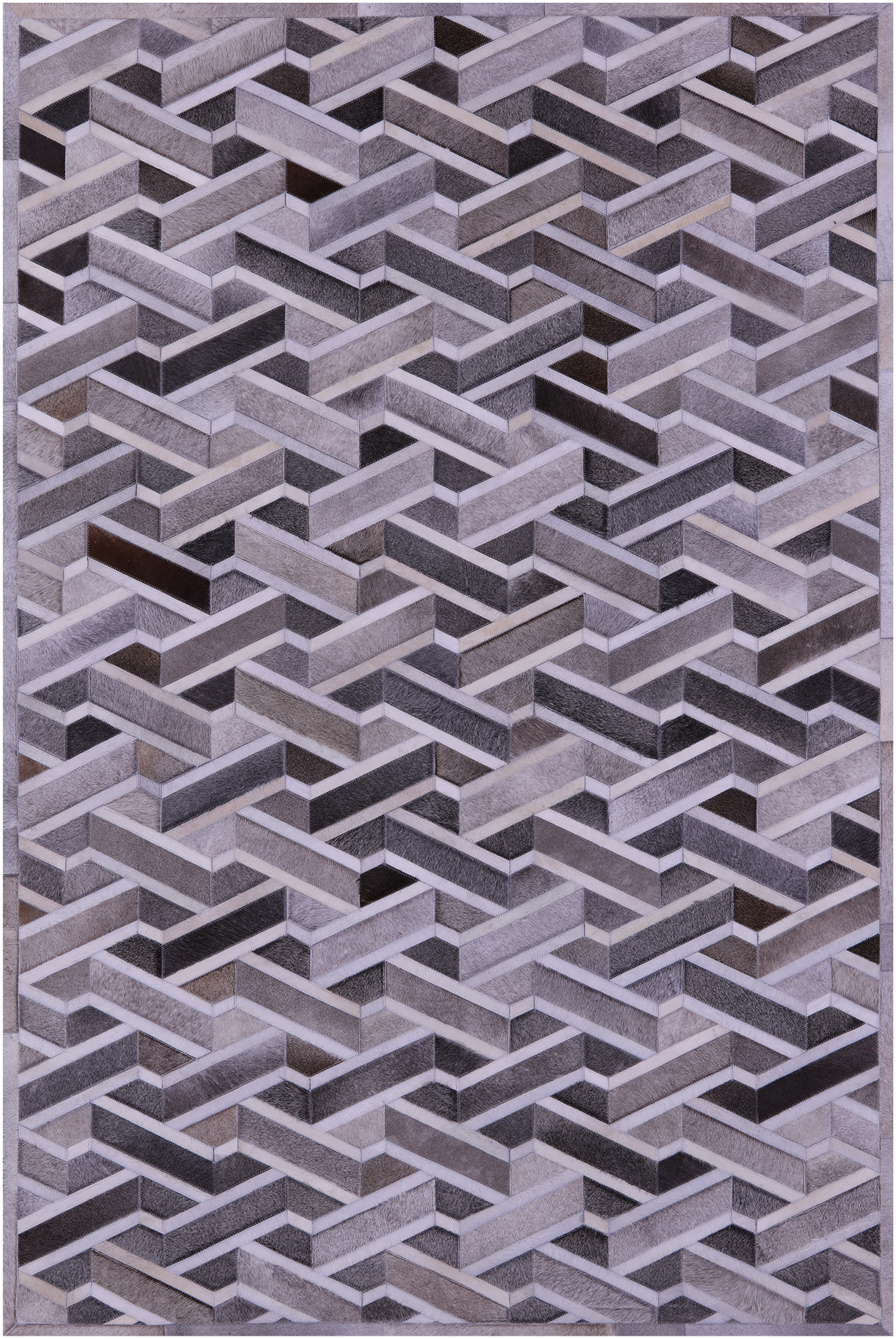 Grey Patchwork Natural Cowhide Rug - 6' 0" x 9' 0"
