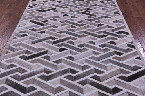 Grey Patchwork Natural Cowhide Rug - 6' 0