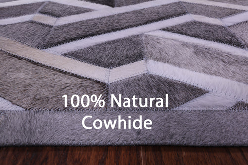Grey Patchwork Natural Cowhide Rug - 6' 0