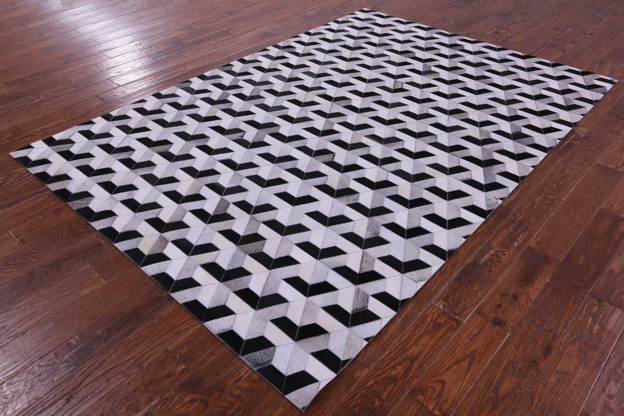 Black & White Patchwork Natural Cowhide Rug - 6' 0" x 9' 0"