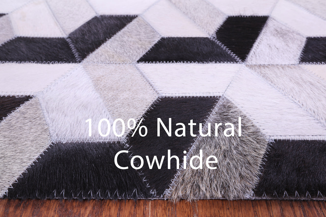 Black & White Patchwork Natural Cowhide Rug - 6' 0" x 9' 0"