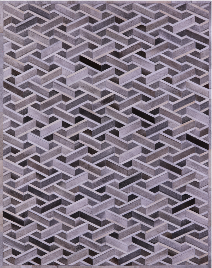 Grey Patchwork Natural Cowhide Rug - 8' 0" x 10' 0"