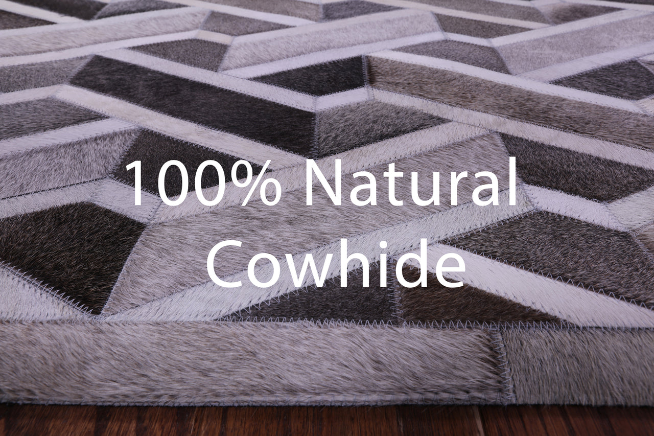 Grey Patchwork Natural Cowhide Rug - 8' 0" x 10' 0"