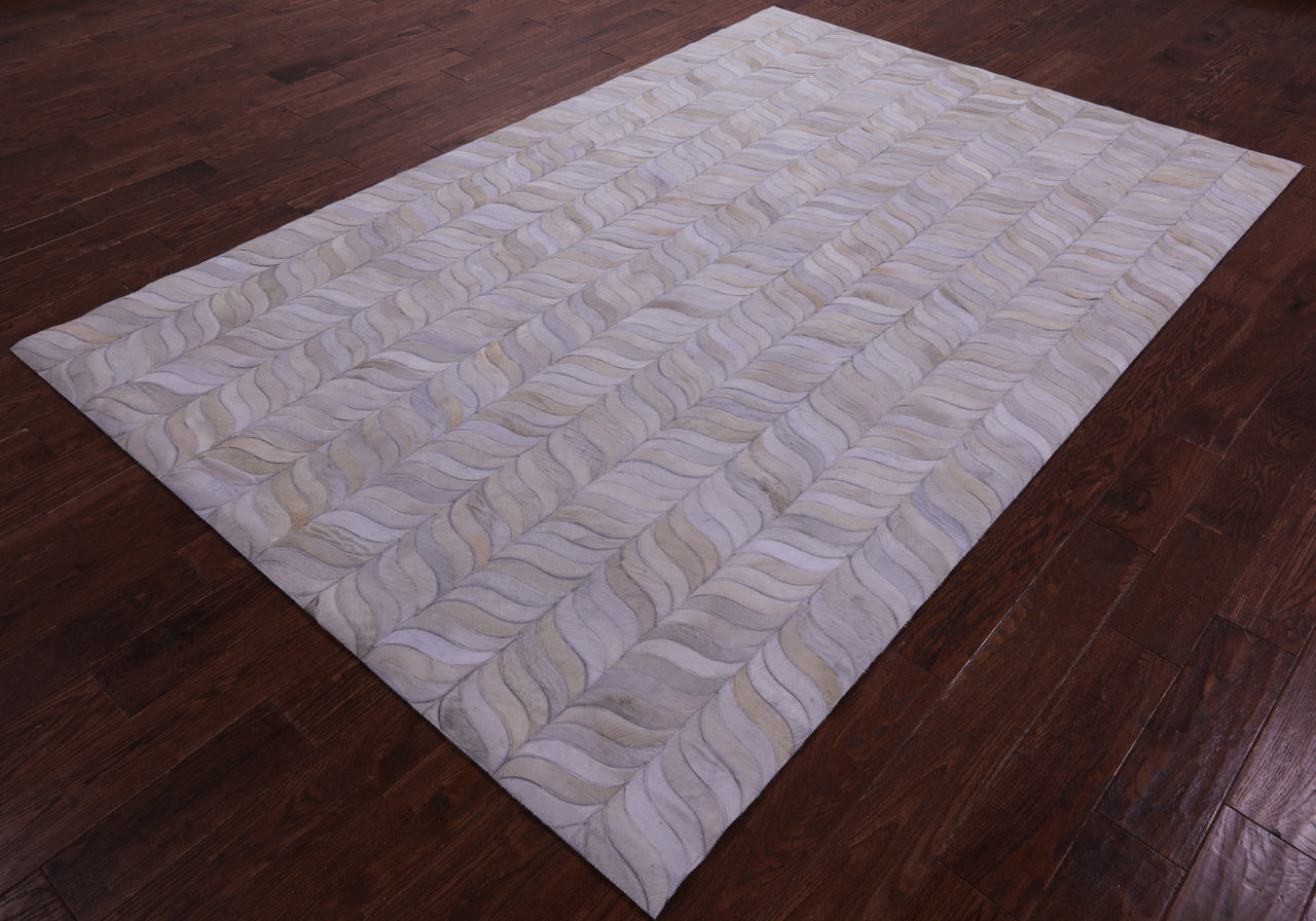 Ivory Patchwork Natural Cowhide Rug - 6' 0" x 9' 0"